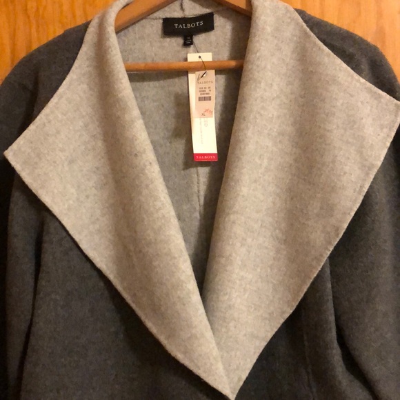 Talbots dk gray wool blazer w/lt grey interior. - Picture 2 of 8
